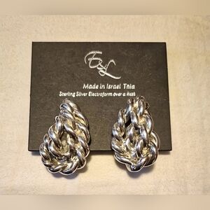 2 NWT E&L Electroform Earrings. Texured Hoops & Sculptural Teardrop Statement.